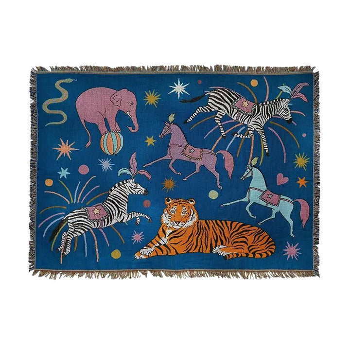 Artistic Animal-Themed Woven Throw Blanket