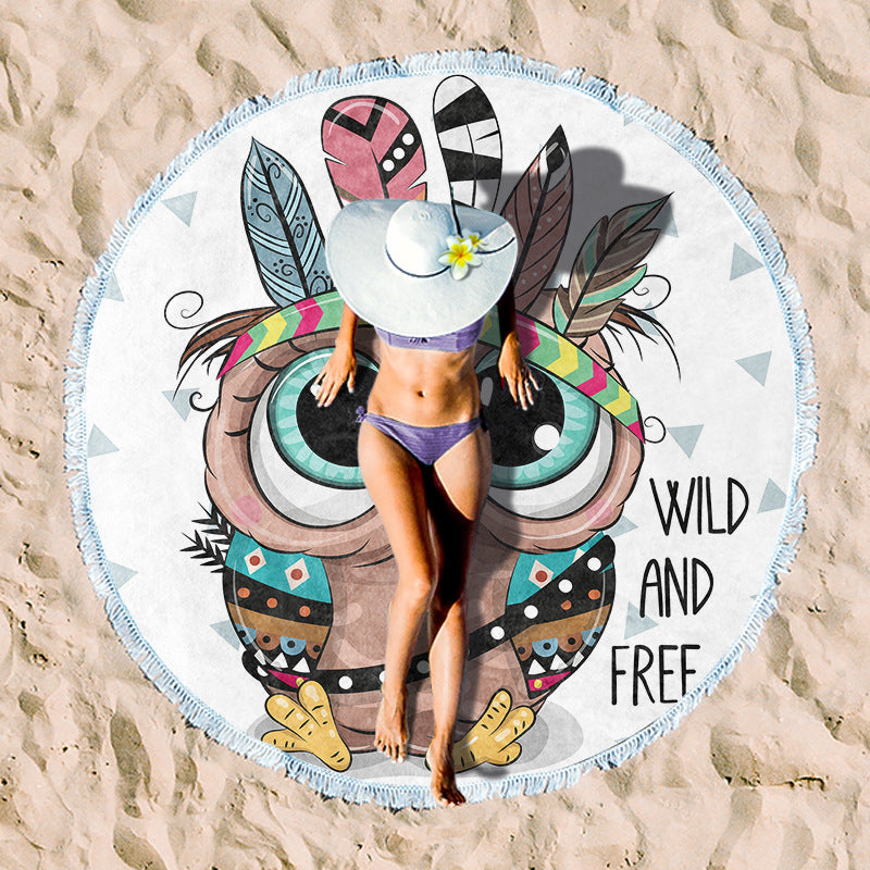 Rund beach towel with unique ethnic pattern Bowlift