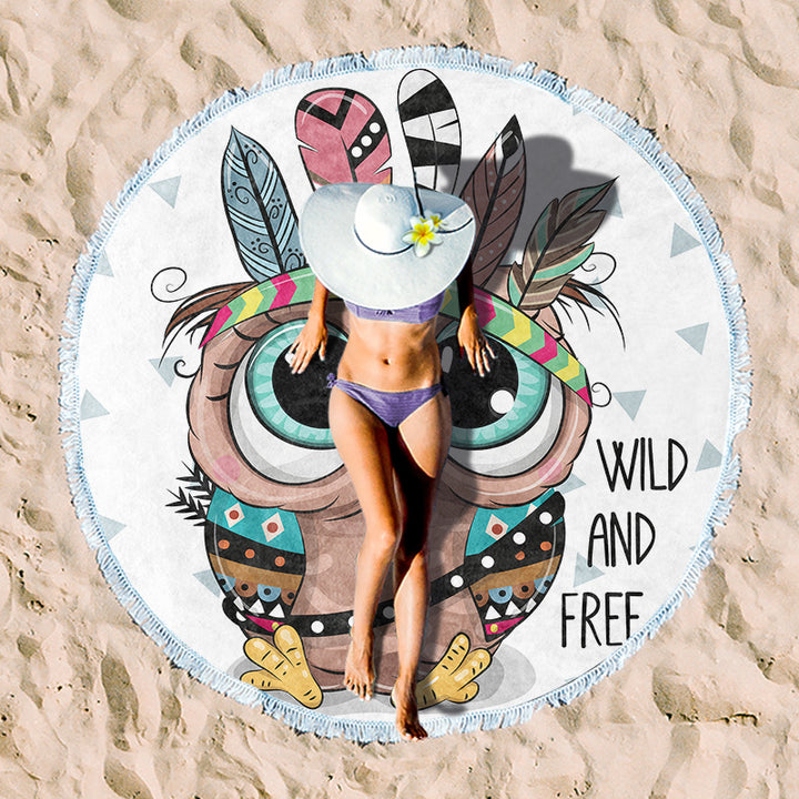 Rund beach towel with unique ethnic pattern Bowlift
