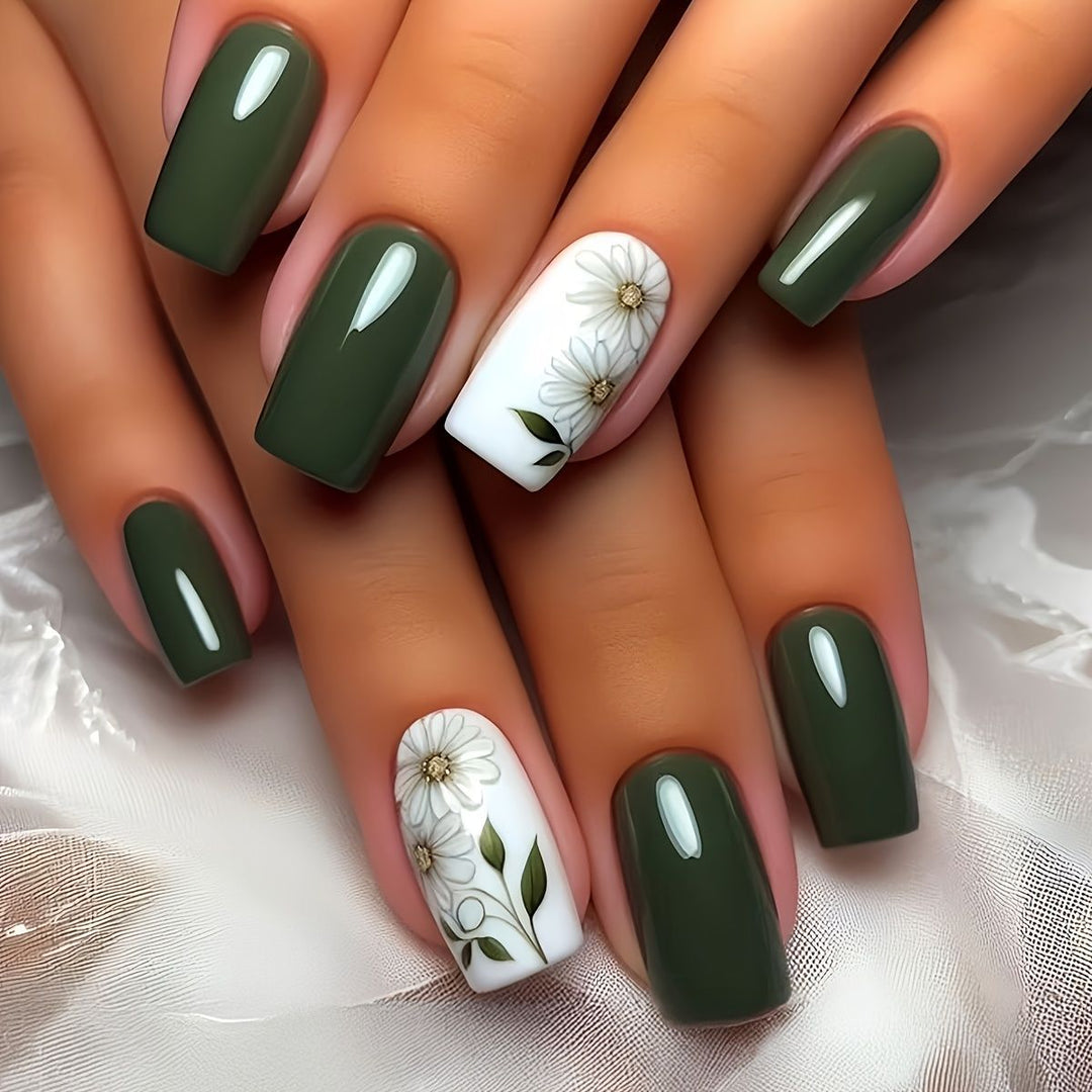 Elegant Floral Embellished Press-On Nail Set Bowlift