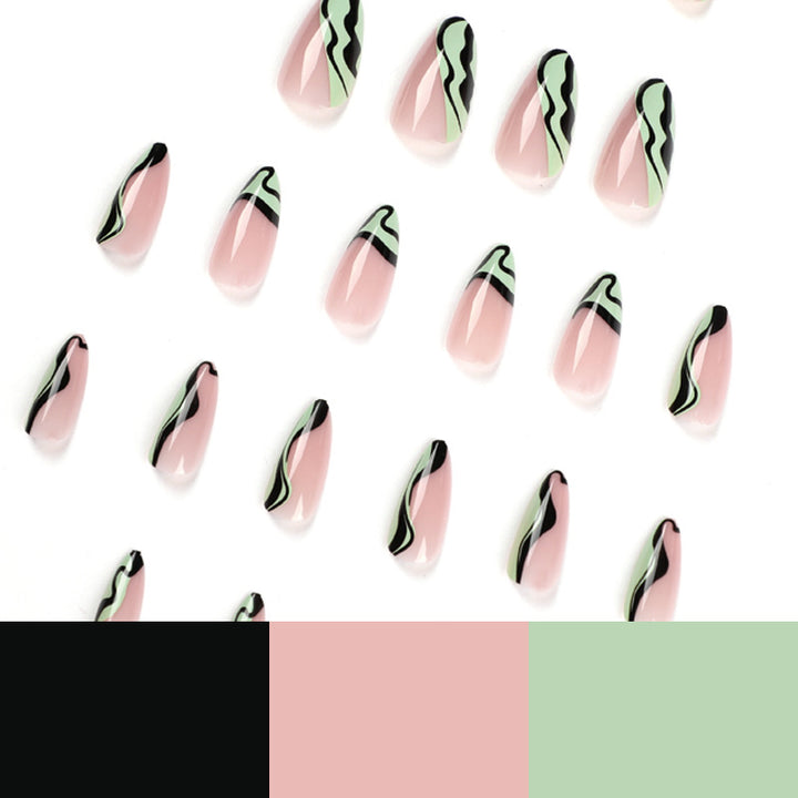 Artful Nail Art with Gentle Wave Patterns Bowlift
