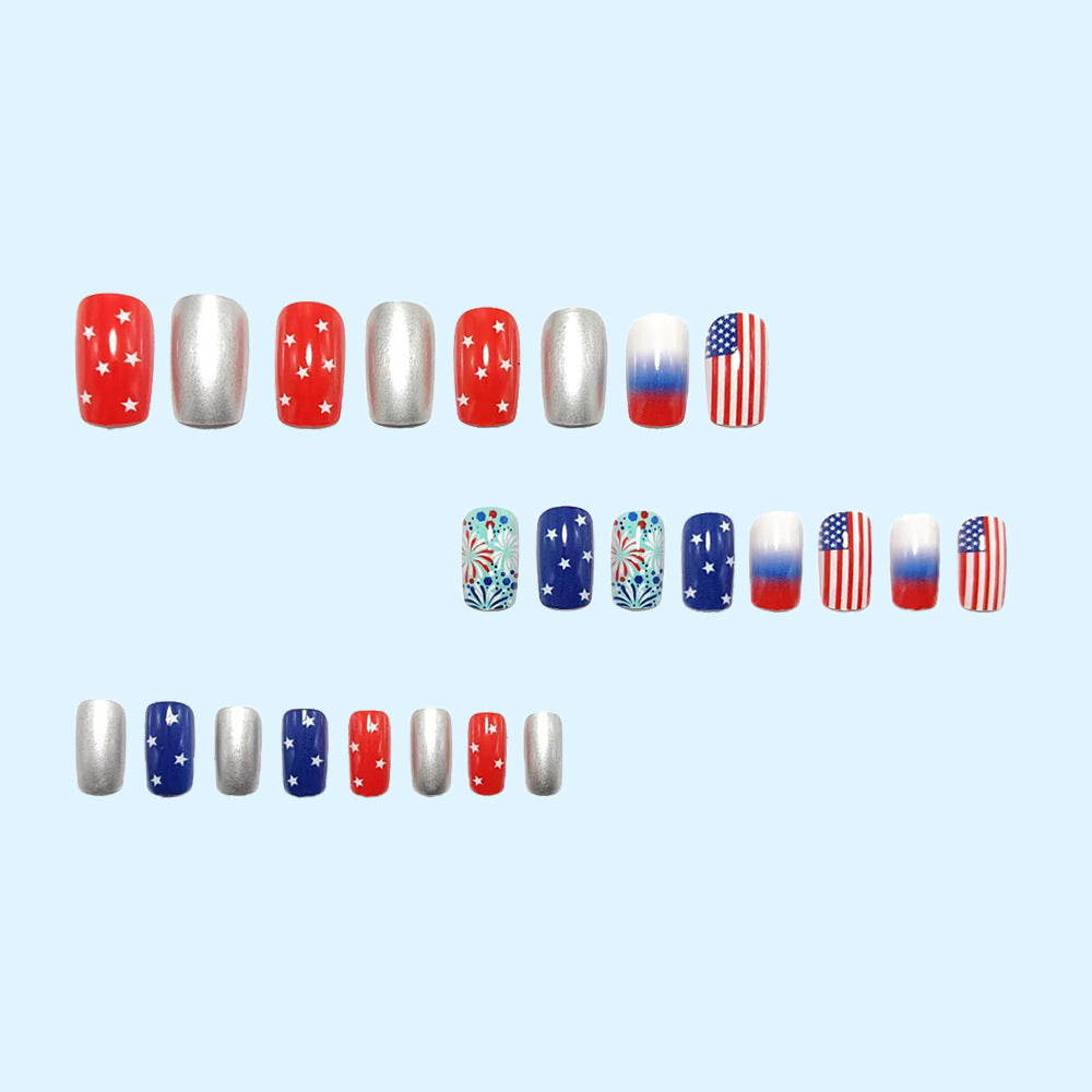 Creative art nail design in patriotic style Bowlift