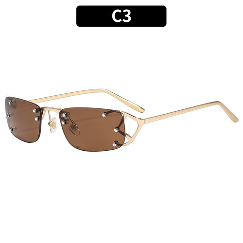 Sleek Geometric Metal Frame Sunglasses