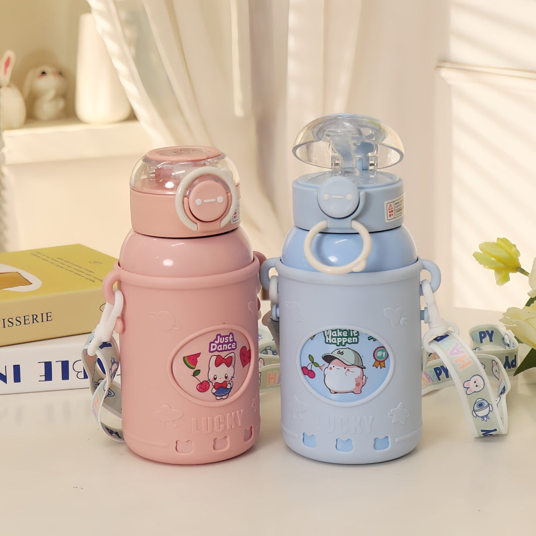 Ladies Insulated Drink Bottle with Practical Carry Strap and Cute Panda Design Bowlift