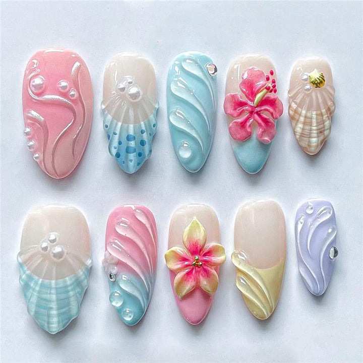 Artistic Sea-Inspired Shell Nail Art Set Bowlift