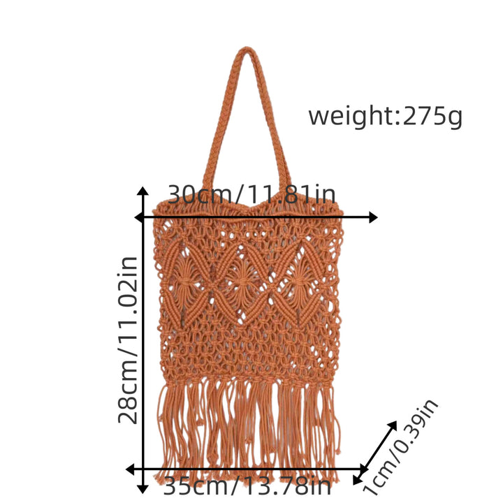 Macrame shoulder bag with fringed design Bowlift