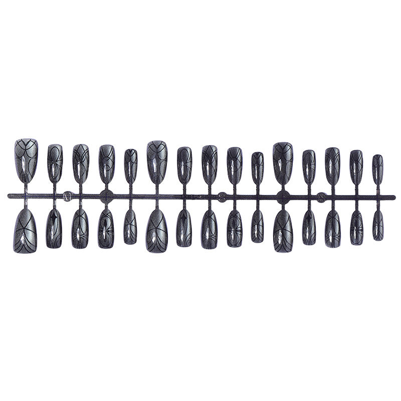 Decorative Press-On Nail Set with Artistic Spider Design Bowlift