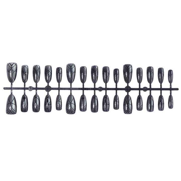 Decorative Press-On Nail Set with Artistic Spider Design Bowlift
