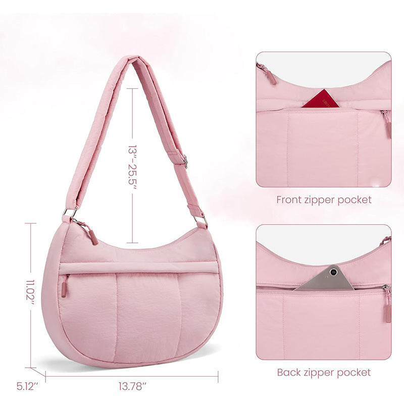 Fashionable shoulder bag with padded shoulder strap and multiple compartments Bowlift