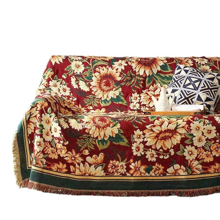 Floral Patterned Woven Throw Blanket