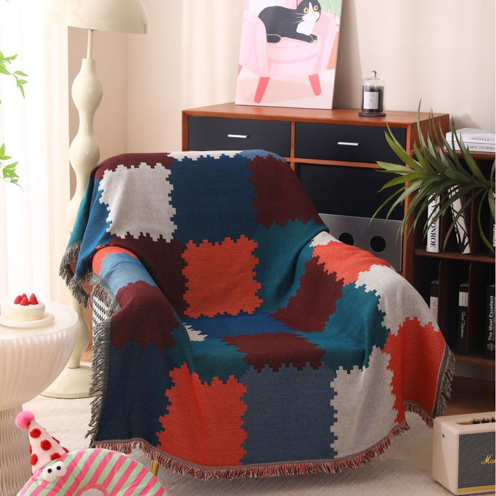 Textured Patchwork Design Throw Blanket