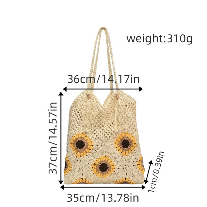 Large and Flexible Bag Made of Natural Material with Flower Pattern Bowlift