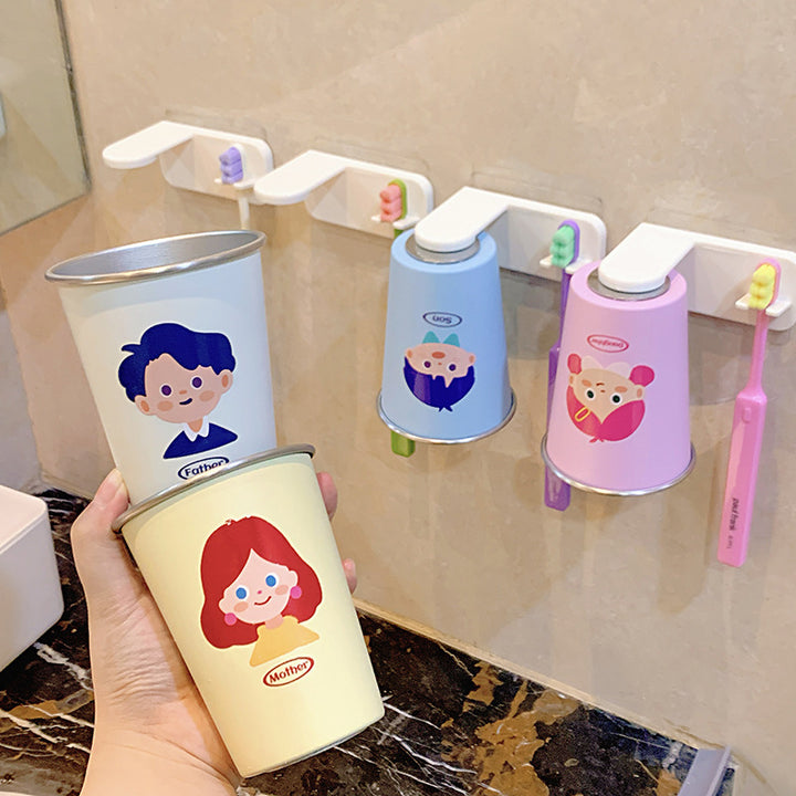 Wall-mounted toothbrush holder with funny cartoon design Bowlift