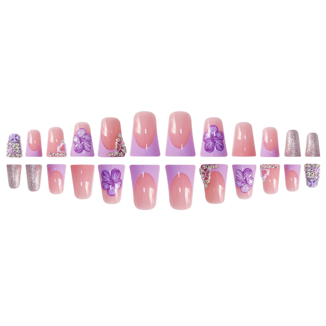 Floral Embellished Press-On Nail Set Bowlift