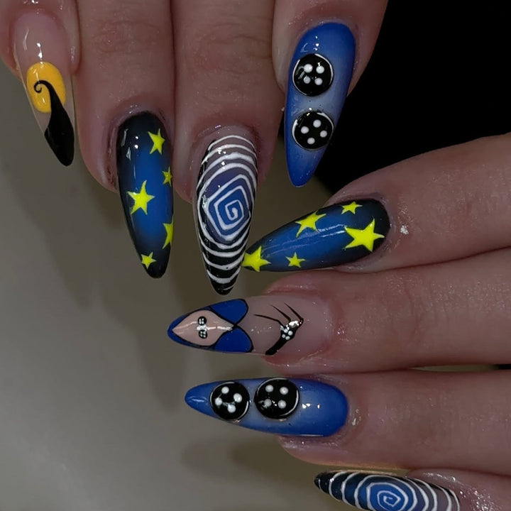 Artificial nails with creative galaxy designs Bowlift