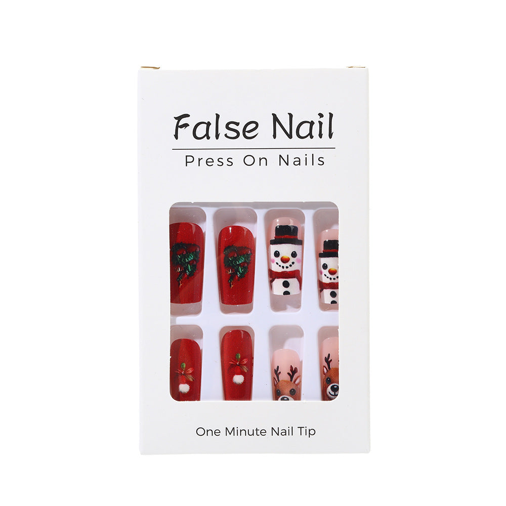 Festive artificial nails in Christmas design Bowlift