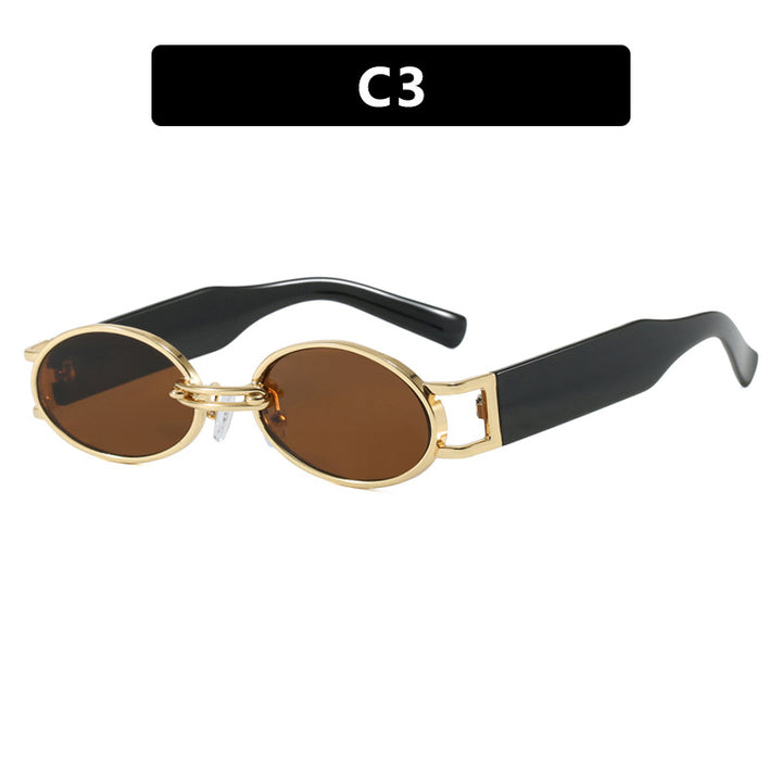 Women oval-shaped sunglasses with golden accents and stylish frame Bowlift