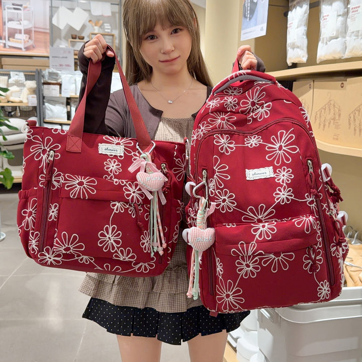 Embroidered Floral Patterned Backpack Bowlift