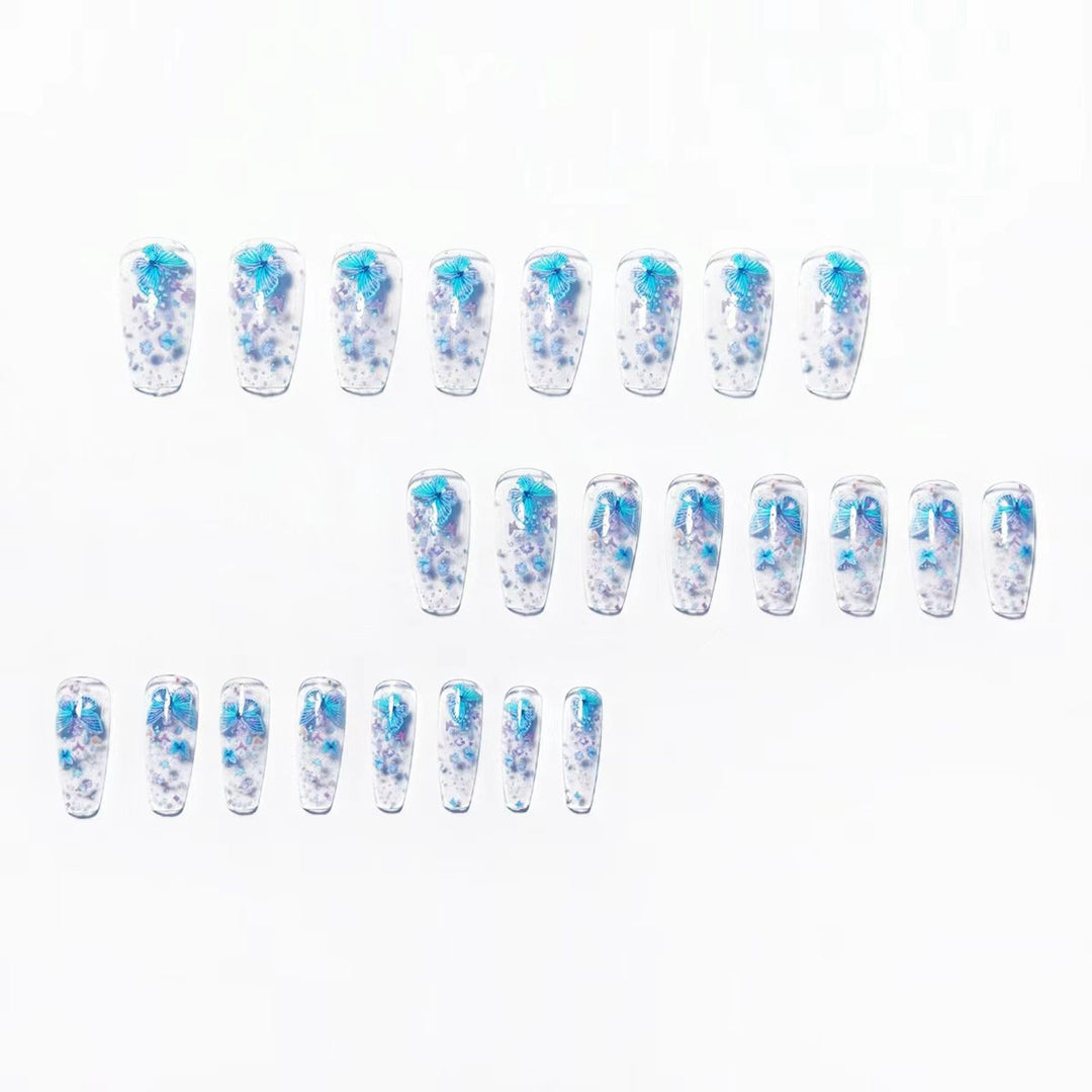 Creative press-on nails with shimmering butterfly design Bowlift