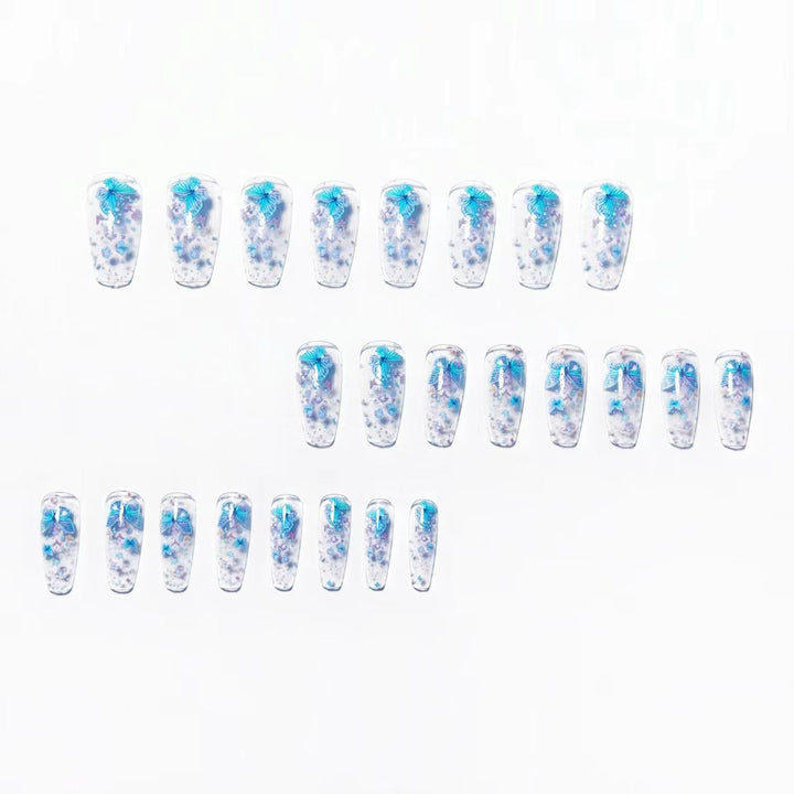 Creative press-on nails with shimmering butterfly design Bowlift