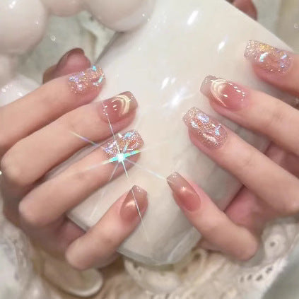 Elegant Glittery Long-Lasting Press-On Nails Bowlift