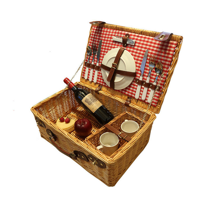 Rustic picnic basket with dish set Bowlift