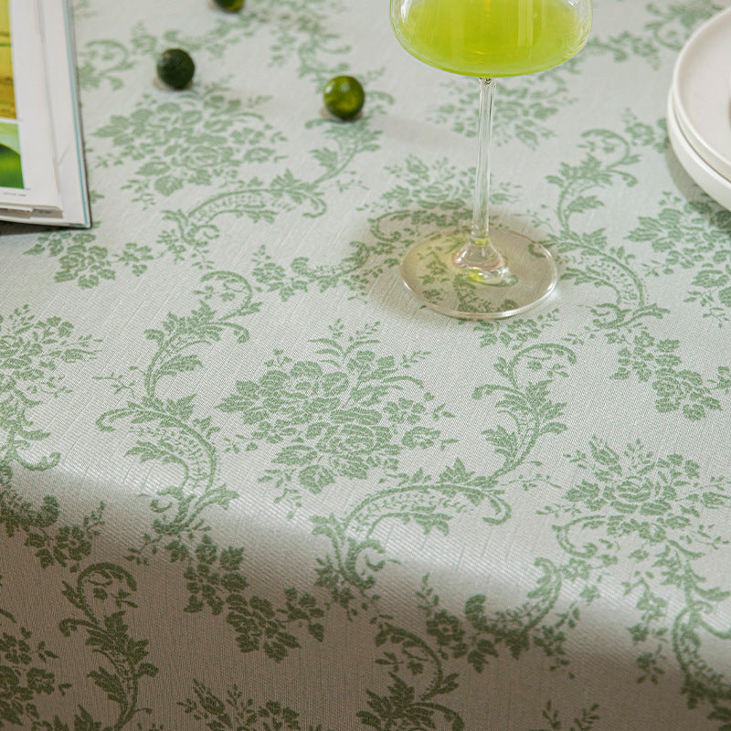 Rectangular jacquard-woven tablecloth with floral damask look and reinforced hem edge Bowlift