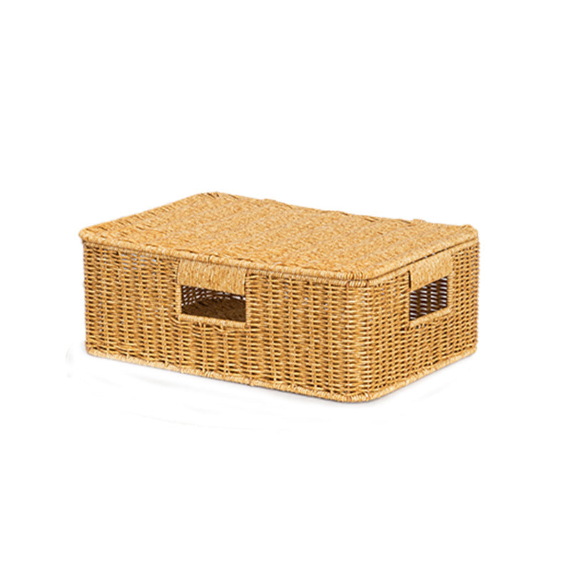 Women's Rectangular Storage Basket with Lid made of Natural Material Bowlift