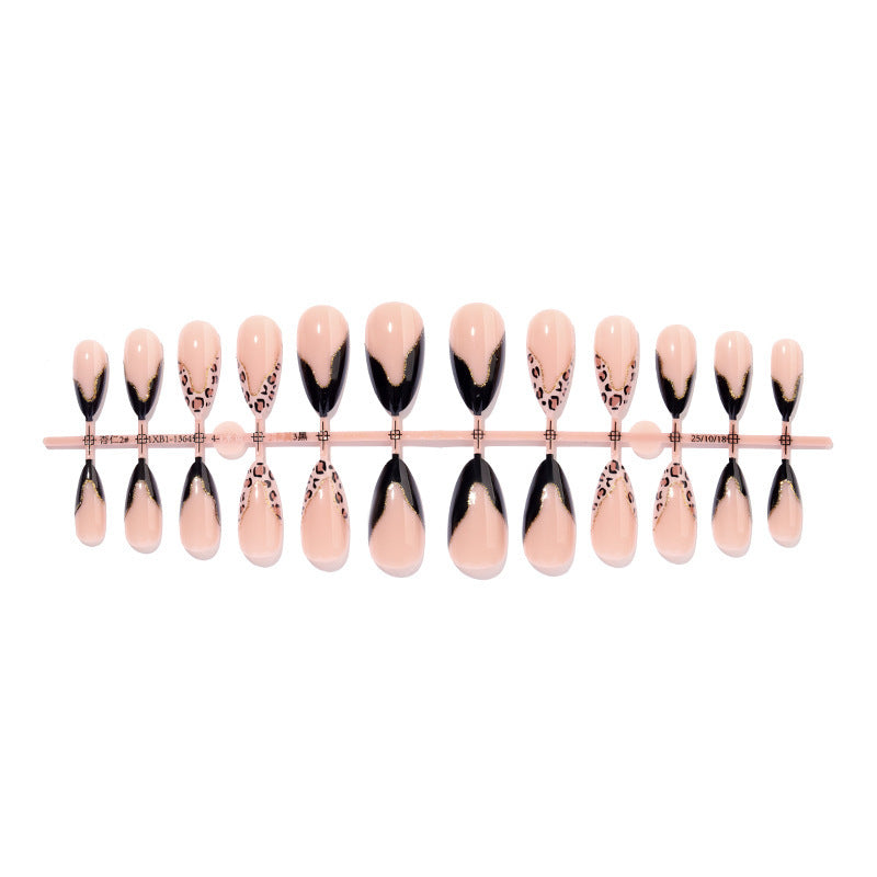 Artificial nail set with glamorous leopard design Bowlift