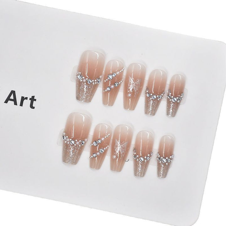 Elegant Crystal-Embellished Press-On Nail Art Bowlift