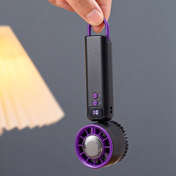 Women's Portable USB Hand Fan with Digital Control Display Bowlift