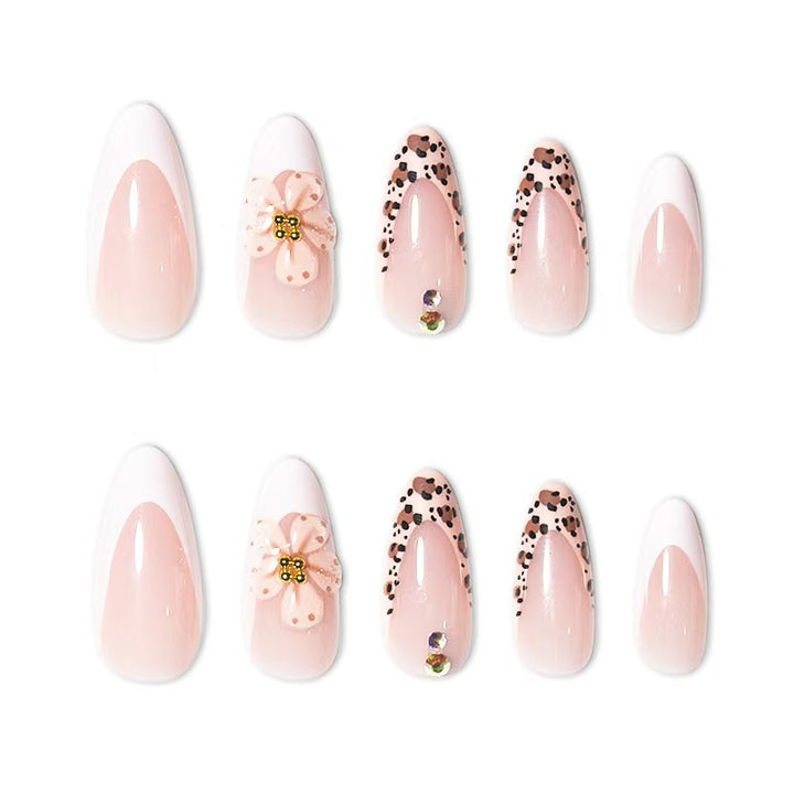 Elegant Floral-Accent Press-On Nails Bowlift