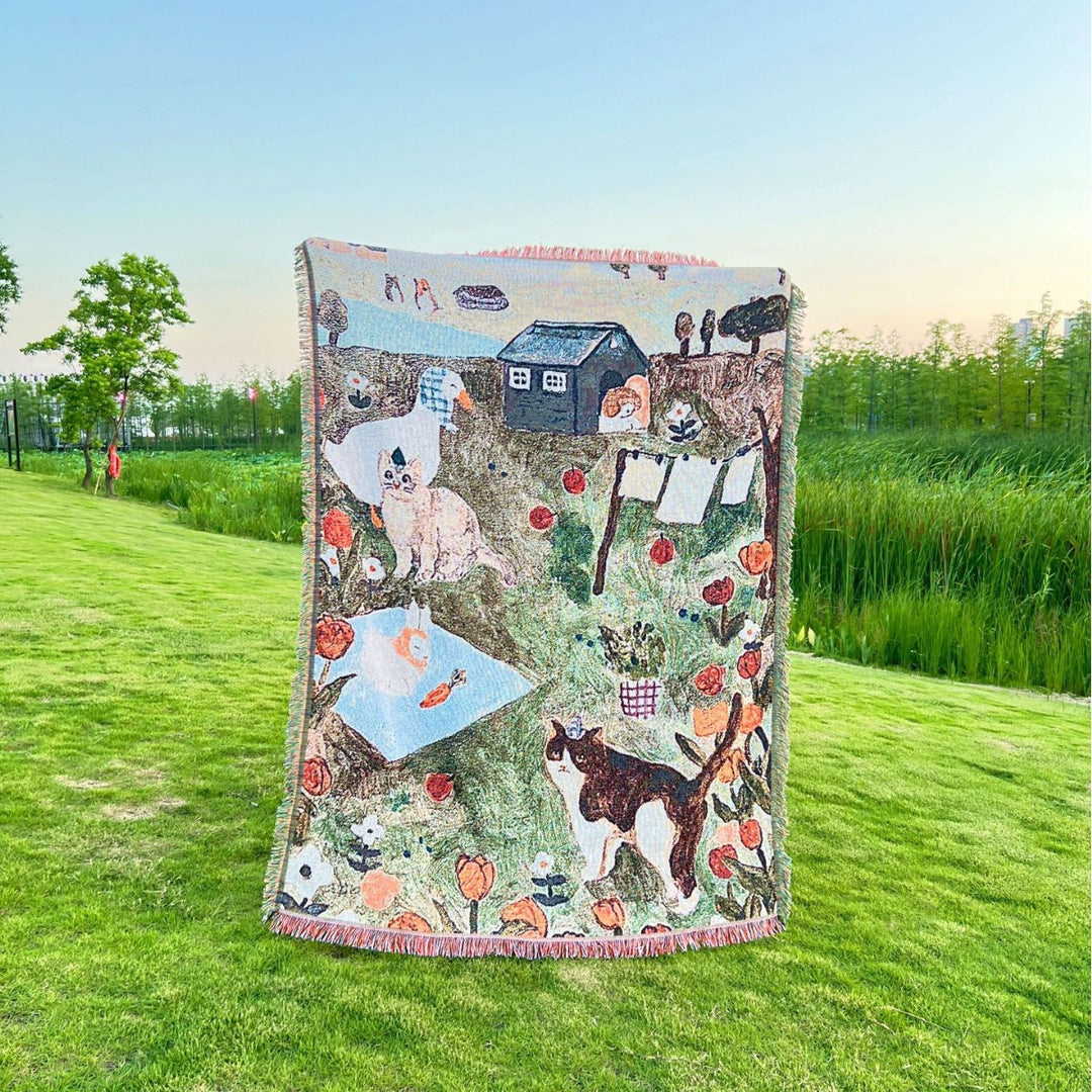 Artistic Farm-Themed Throw Blanket