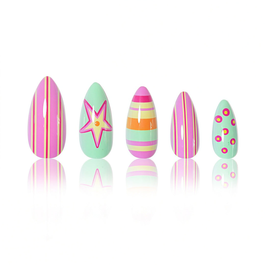 Vibrant Patterned Nail Art Extensions Bowlift