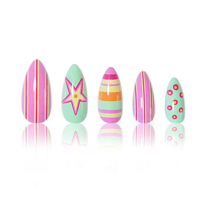 Vibrant Patterned Nail Art Extensions Bowlift