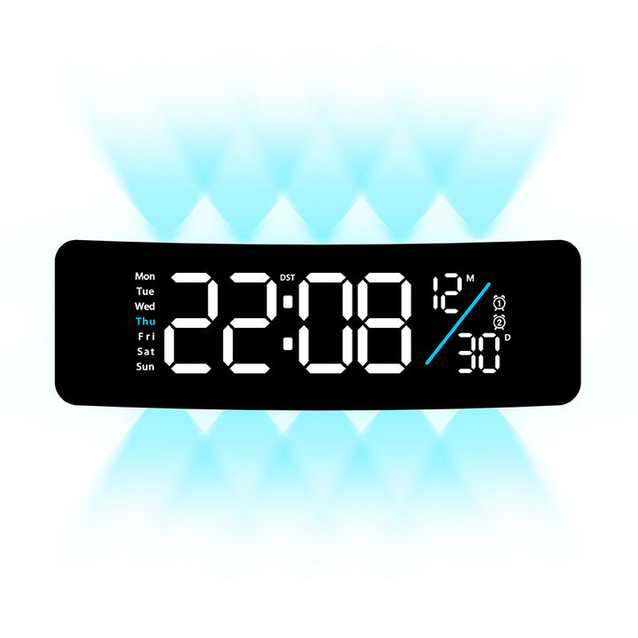 Digital display alarm clock with weekday display and temperature Bowlift