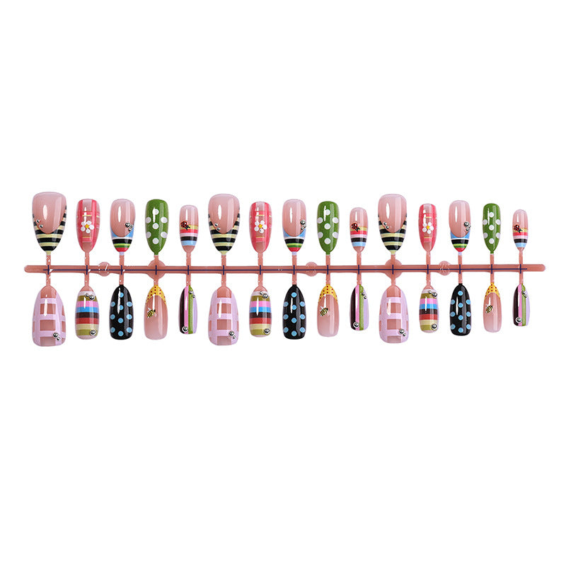 Decorative Press-On Nail Set with Unique Designs Bowlift