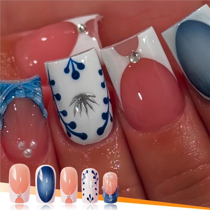 Artistic Decorative Press-On Nail Set Bowlift