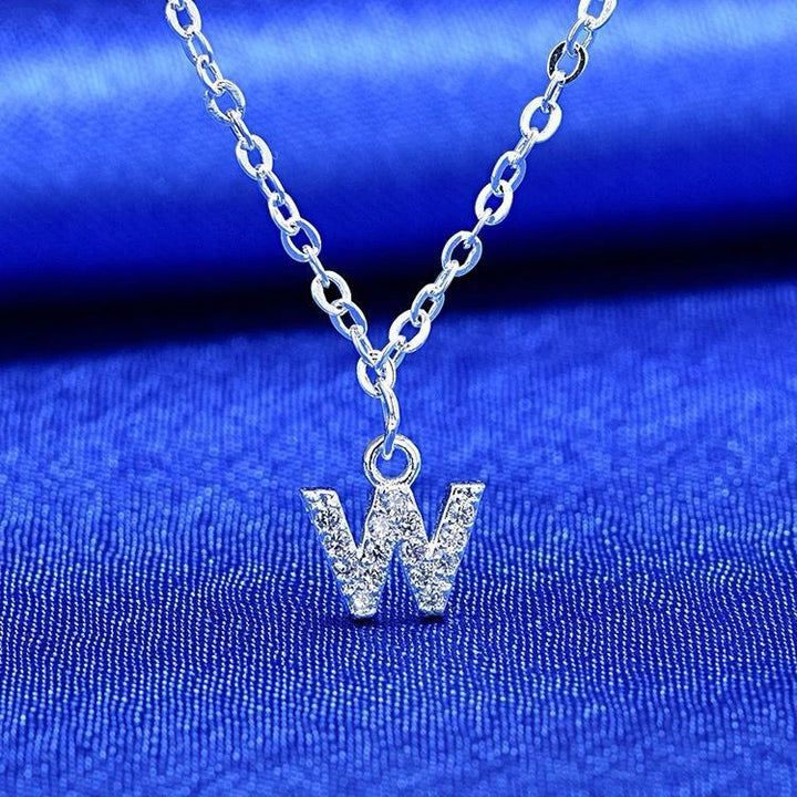 Dainty Pavé Cubic Zirconia Initial A Pendant Necklace Silver-Tone Chain Bowlift