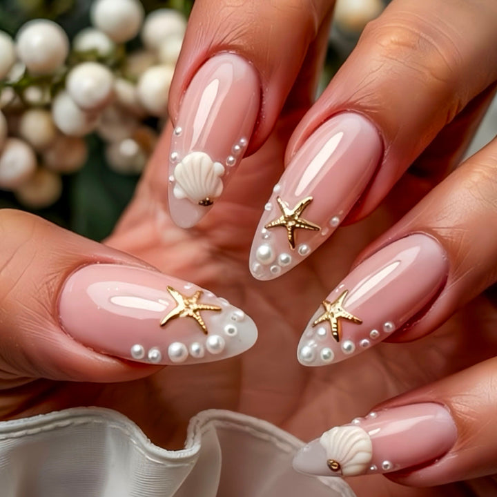 Artistic Shell-Inspired Press-On Nail Art Bowlift