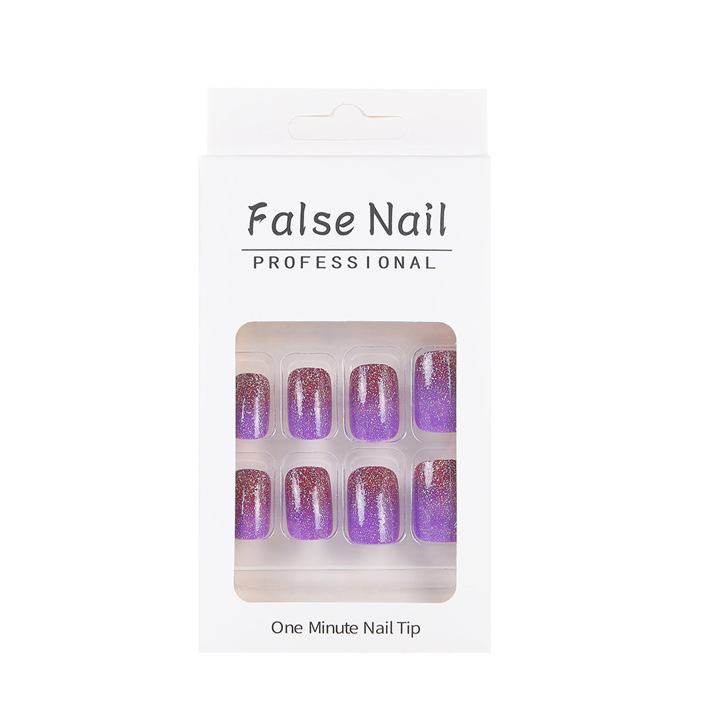 Glittering artificial nails with gradient Bowlift