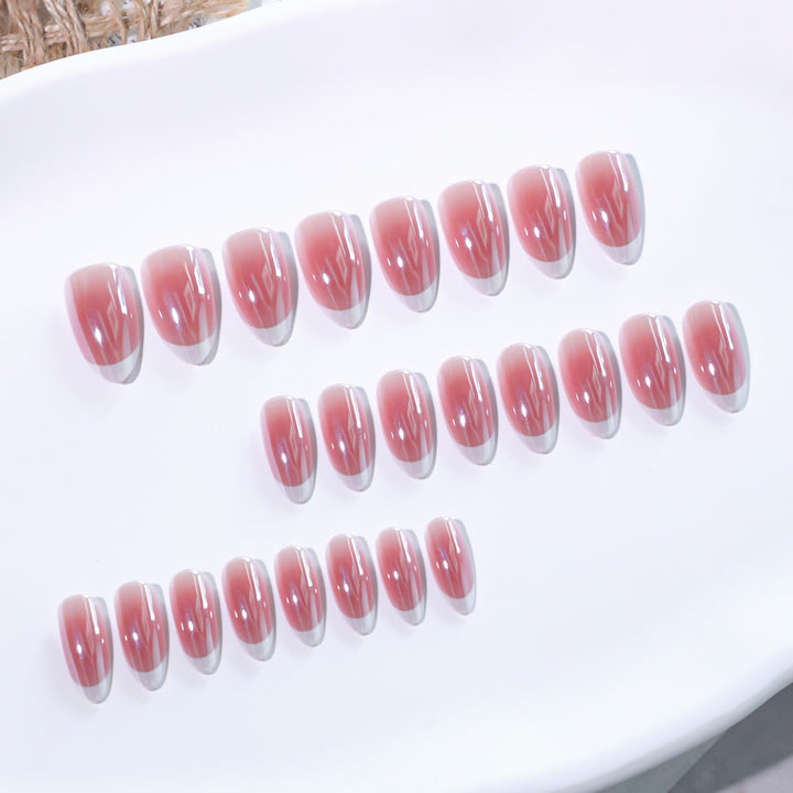 Elegant French-Tip Nail Extensions Bowlift
