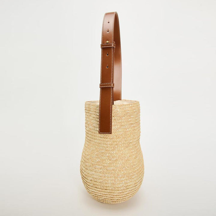 Handmade basket bag with elegant leather strap Bowlift