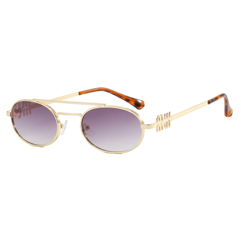Women's elegant oval sunglasses with luxurious metal frame Bowlift