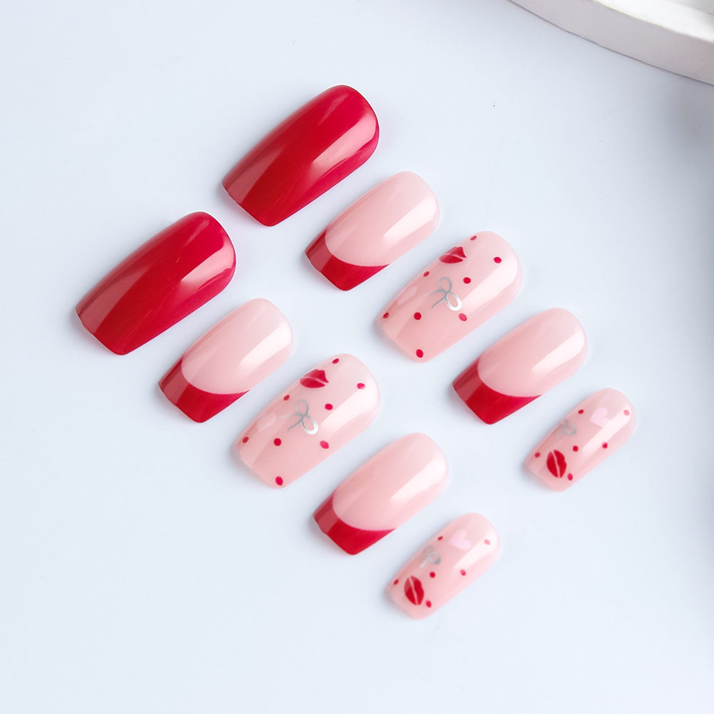 Decorative Love-Themed Press-On Nails Bowlift