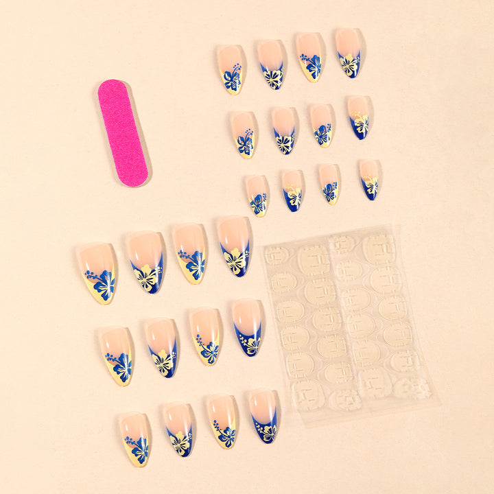 Floral Art French Tip Nail Set Bowlift