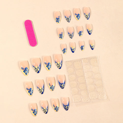 Floral Art French Tip Nail Set Bowlift