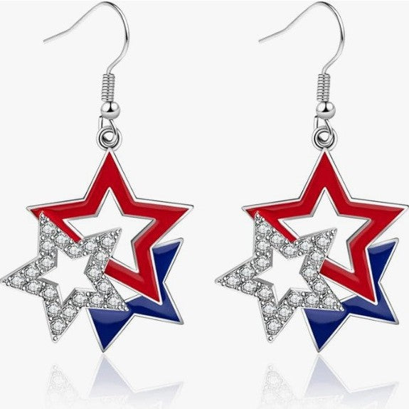 Ladies' statement star earrings with crystal embellishment and enamel coating Bowlift