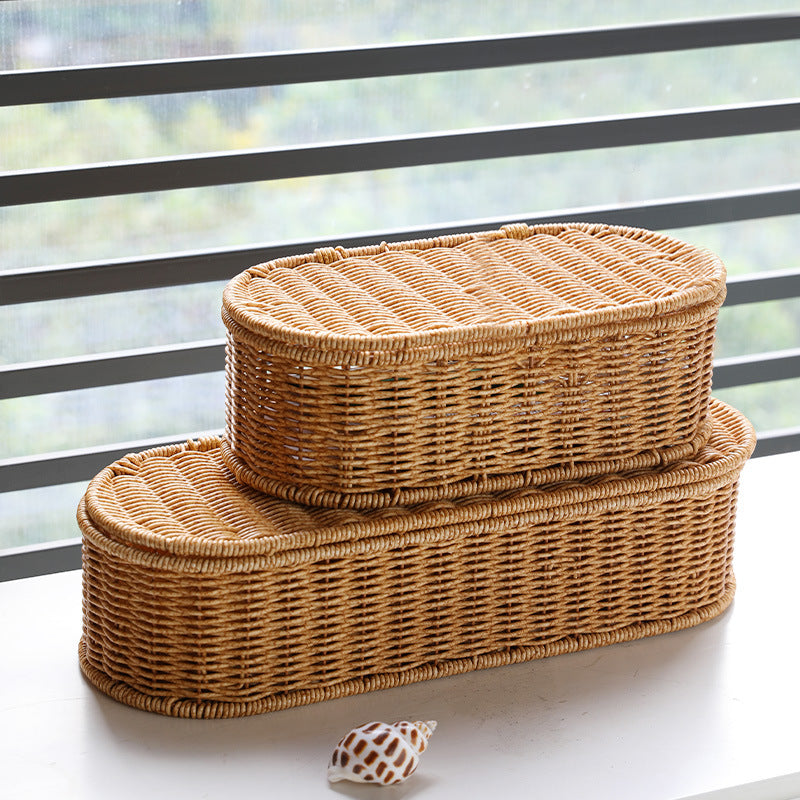 Unisex Oval Storage Basket with Handwoven Structure Bowlift