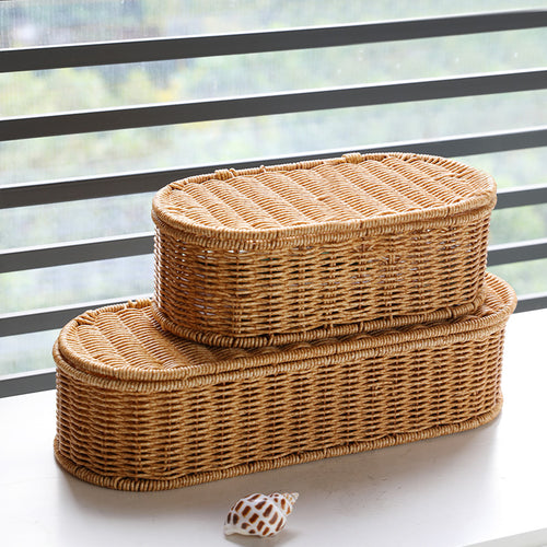 Unisex Oval Storage Basket with Handwoven Structure Bowlift